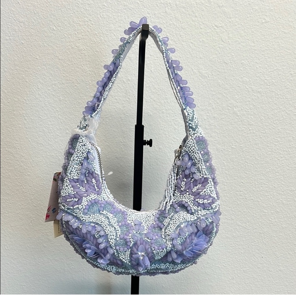 TJ Maxx Elegant Beaded Lavender Shoulder Bag